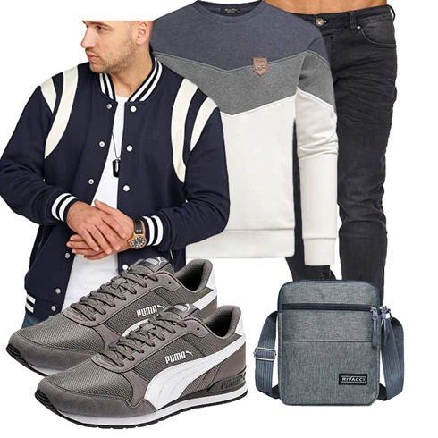 Grau/Creme/Hellgrau/Dunkelblau Damen Pullover/Women's Fleece Sweatshirts/Pullover mit Stehkragen/Sport Sweatshirt Amaci&Sons kombinieren