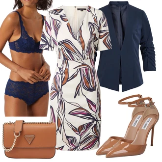 čipka Outfit sa Plava/Tamnoplava Muške cipele u veličini 11/Bralette Grudnjak/Balkonet Grudnjak/Grudnjak sa žicom/Mekani grudnjak/Čipkasti grundjac TRIUMPH "Dopadljivi outfit za sastanke"