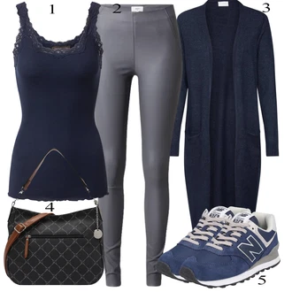 Outfit s Tmavě modrá Pletenina veľkej veľkosti/Šaty Móda Pro Plnoštíhlou Vila "Stylový look na jaro"