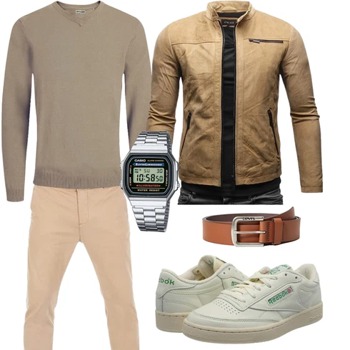 Braun/Khaki/Beige Trachtenstrickjacke/KunstLederjacke/Sommerjacke/Frühlingsjacke/Motorradjacke/Herbstjacke/Bikerjacke/Jacke mit Seitlichem Reißverschluss Crone kombinieren
