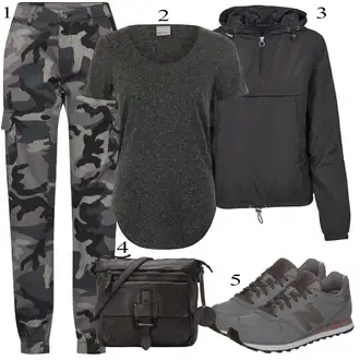 Kamuflaža outfit mit Temno zelena/Modra Cargo Hlače Urban Classics "Pokrivalo za pomlad"