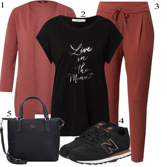Outfit s Červená/Hnědá/Tmavě červená Pletenina veľkej veľkosti/Halenka a Tunika Tunika Only "Stylový look na jaro"