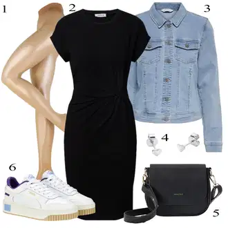 Outfit s Černá Žerzejové Šaty/Šaty S Rovným Střihem/Business Šaty/Pouzdrové Šaty/Pouzdrová Šat/Šaty po kolenu/Úzké Šaty/Občanské šaty/Tričkové šaty/Kancelářské šaty/Šaty s Páskem Edited "Stylový look na jaro"
