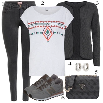 Outfity pro sport Plnější Postavou s Tmavě šedá Pletenina veľkej veľkosti/Kabát Only "Perfektní na jaro"