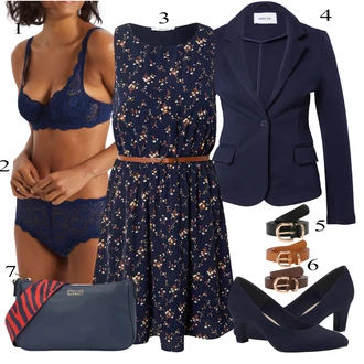 outfit mit Bež/Črna/Zlati/Rjava Sproščeni pas/Klasični pasovi/Usnjeni pas About You "pomladna obleka"