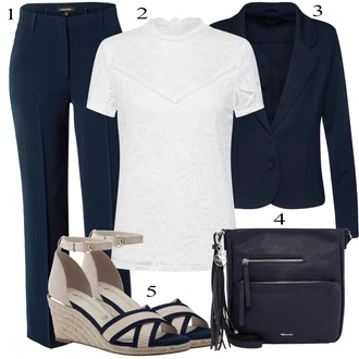 outfit mit Modra Slip-on Hlača/Hlača z luknjo/Hlača za Obleko More & More "Pokrivalo za pomlad"