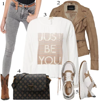 Outfit s Hnědá/Béžová/Šedá/Khaki Vintage Bund/Přechodné Bundy/Letní Bund/Kožené Bund/Motorkářská bunda/Kožená vintage bunda/Neobvyklá bunda/Motorkářské Bund Oakwood "Cool vzhled na jaro"