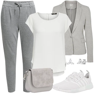 Outfity pro sport Plnější Postavou s Bílá/Krémová/Šedá Tunika/Tričko & Top Móda Pro Plnoštíhlé/Halenka Móda Pro Plnoštíhlou Only "Jarní outfit"