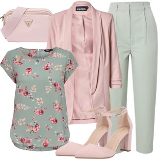 Dlouhé / Maxi Outfit s Růžová/Béžová/Modrá/Šedá Frock Kabát/Dlouhá tylová sukně/Doplňek/Dlouhé Šaty/Taška/Dlouhý Zimní Kabát Guess "Jarní outfit"