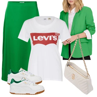 Prošívaný Dlouhé / Maxi Outfit s Šedá Doplňek/Dlouhá tylová sukně/Taška/Dlouhé Šaty/Dlouhý Zimní Kabát Liu Jo "Jarní outfit"