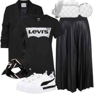 Outfit s Modrá/Hnědá/Růžová/Tmavě Modrá Zkrácený Top/Fancy tričko/Těhotenské tričko/Pletené tričko/Tričko nadměrné velikosti/Košile s potiskem/Top/Tričko s nápisem levi's ® "Jarní outfit"