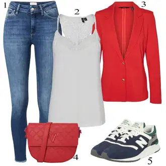 outfit mit Krem/Bela Majica za špagete/party Majica/Majica brez rokavov/Čipkasti top VERO MODA "Pokrivalo za pomlad"