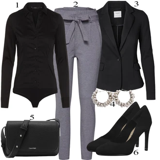 Poslovni Outfiti mit Črna Bluza z gumbom/Srajca/Bluzasti Body/Poslovna Bluza/Bluza z Dolgimi Rokavi/Slim Fit Bluza VERO MODA "Pokrivalo za pomlad"