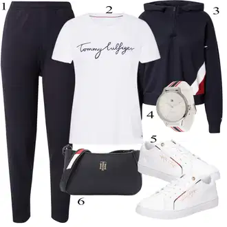 outfit mit Bela/Rdeča Superga Usnjene superge/Superge Nizka/Ozka Superga/Superge Z Bočno Zadrgo/Poletne superge Tommy Hilfiger "Pokrivalo za pomlad"