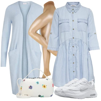 Outfit s Světle Modrá/Modrá Košilové šaty/Šaty S Kosticí/Šaty s Kapsou/Džínové Šaty Only "Módní jarní outfit"