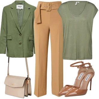 Outfit s Béžová Batoh/Doplňek/Taška Přes Rameno/Dlouhý Zimní Kabát/Dlouhá tylová sukně/Dlouhý Svetr/Dlouhé Kardigany Liu Jo "Módní jarní outfit"