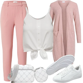 Zapínání na knoflíky Outfit s Krémová/Bílá Tričko & Top Pánské boty/Bustierový Top/Tílko s ořezem/Krátký Top/Krátký top/Halenka Bez Rukávů/Top Se Špagetovými Ramínky Only "Módní jarní outfit"