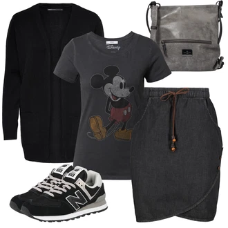 Outfit s Černá Teniska/Zimní bota/Nízká bota na podpatku New Balance "Módní jarní outfit"
