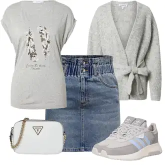 Džínovina Outfit s Modrá/Tmavě modrá/Světle modrá Krátká Sukně/Džínová vintage sukně/Džínová Sukně Only "Módní jarní outfit"