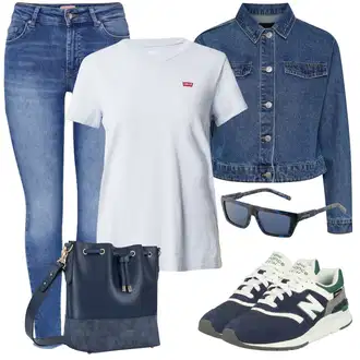 Outfit sa Zeleno/Plava Traper Jakna Pieces "Odličan look za slobodno vrijeme"