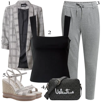 Visoke Pete Outfit sa Siva/Smeđa/Bež/Srebro Espadrila sandala/Sandala s klinastom petom/Ljetna Cipela/Espadrila s klinastim petom/Espadrila s Platformom Tamaris "Tvoj otmjeni outfit"