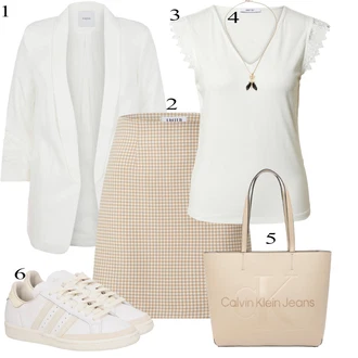 outfit mit Krem/Bela/Rumena/Siva/Khaki/Srebrna/Bež Srajca & majica velike velikosti/Majica & Top/Bluza in Tunika/Bluza velika velikost About You "Pokrivalo za pomlad"