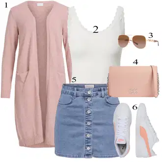 Džínovina Outfit s Světle modrá/Modrá/Tmavě modrá Krátká Sukně/Džínová Sukně/Džínová vintage sukně Only "Stylový outfit na jaro"