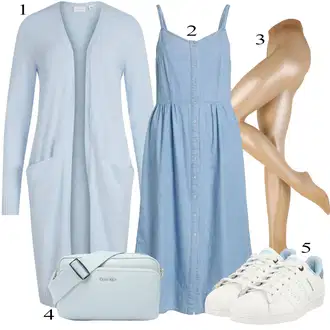 Bez rukávů Zapínání na knoflíky Džínovina Outfit s Světle modrá/Modrá Džínové Šaty/Šaty Na Ramínko/Letní Šaty/Bavlněné Šaty/Šaty s laclem Vila "Jarní outfit"
