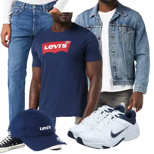 Lang Türkis Jeansjacke levi's kombinieren