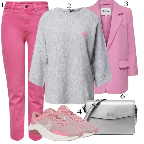 Kombinace Béžová/Šedá Zvonová Kalhoty/Sportovní doplněk/Sportovní Bota Nike