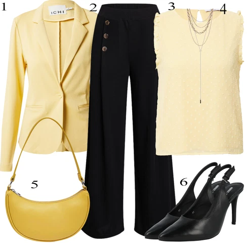 Kombinace Černá/Žlutá/Tmavě modrá Palazzo Kalhoty/Kalhoty s Vysokým Pasem/Kalhoty se Štěrbinou/Culotte Kalhoty/Široká Kalhoty/Mušelínové kalhoty/Tradiční Kalhoty/Marlene Kalhoty/Lněné Kalhoty Edited