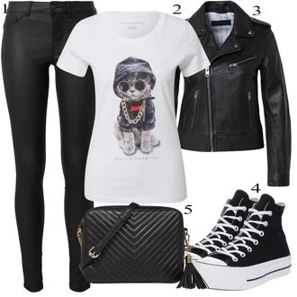 outfit mit Črna/Rjava/Krem/Bela Plašč/Jakna Oakwood "Pokrivalo za pomlad"