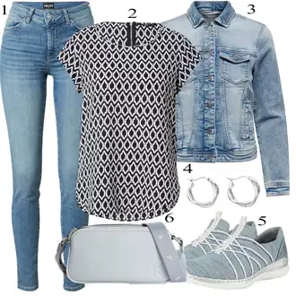 Outfit sa Tamnoplava/Crna/Crvena Bluza s Podignutim Ovratnikom/Bluza Kratkih Rukava/Bluza s Uzorkom/Tunika Majica/Tunika Kratkih Rukava/Bluza s Printom Only "Tvoj otmjeni outfit"