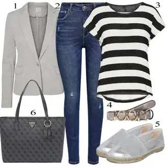 Outfit sa Siva Privjesak/Shopper torba Guess "savršena odjeća"