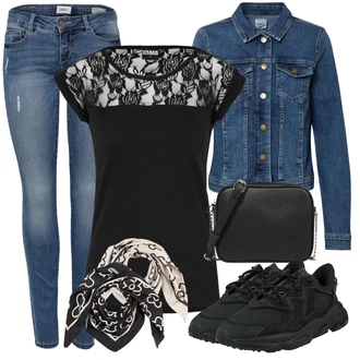 Outfit s Modrá/Tmavě modrá/Světle modrá Vintage Bund/Krátké Džínové Bundičky/Džínové Bund Only "Perfektní na jaro"