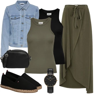 St?edov?k Outfit s Tmav? zelená/Khaki Object "Perfektní na jaro"Look: Rad, Emo, Armáda, Disko, Elegantní, Irský, St?edov?k, Military, Mom, Old Money, Romantický, Traditional