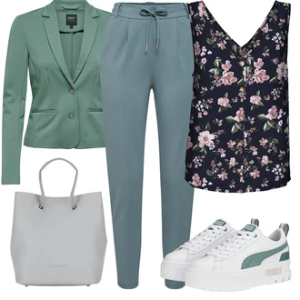 Outfit s Fialová/Hnědá/Tmavě modrá Halenka Móda Pro Plnoštíhlou/Tričko & Top Móda Pro Plnoštíhlé/Tunika/Dámské spodní prádlo a plavky Plavky Velké Velikosti VERO MODA "Perfektní na jaro"