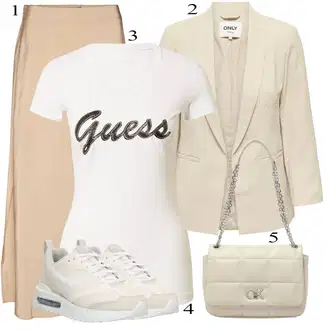 A-kroj Outfit sa Bež/Smeđa/Kaki Kratke hlače velike veličine/Tunika/Haljina Veći Broj VERO MODA "Tvoj otmjeni outfit"Look: A-kroj, Rap, Old Money, Preodjeven, Traditional, Elegantan, Prevelik, Disko