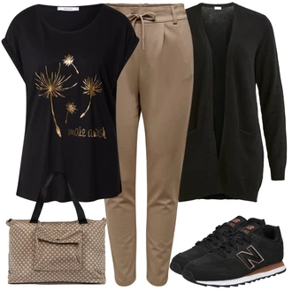Outfity pro sport Plnější Postavou s Černá/Tmavě modrá Pletenina veľkej veľkosti Vila "Perfektní na jaro"