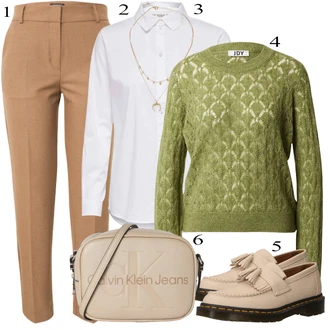 outfit mit Rjava Hlača velika velikost SELECTED FEMME "Pokrivalo za pomlad"