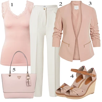 Elegantan Outfit sa Bež/Svjetlozelena/Bijela/Kaki Naborane hlače/Hlače od muslina/Hlače Visokog Struka/Hlača od Odijela/Poslovna Hlača/Hlače s Prorezom/Ravna Hlača/Hlače s prednjim naborom/Marlene Hlača rÆre by lorena rae "Tvoj otmjeni outfit"Look: Poslovni, Šik, Elegantan, 20-ih godina, Ured, Vanjski, Jazz