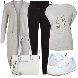 Outfit s Bílá/Krémová/Béžová Nízká Teniska/Skate Bota/Úzká Teniska/Vintage Teniska Reebok "Perfektní na jaro"