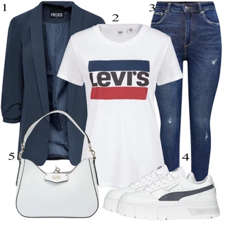 90. leta outfit mit Temno modra/Modra Kavbojke z Razporkom/Usnjena Jakna/Usnjene Čevlje/Zimska jakna/Kavbojke na Poteg/Push up Kavbojke/Kavbojke Visokega Pasu/Kavbojke z Luknjo/Usnjene jakne/Ženske 7/8 Kavbojke/Gležnarji Only "Pokrivalo za pomlad"Look: Stil, 90. leta, Kul, Disko, Francoski, Modernen, Stari denar