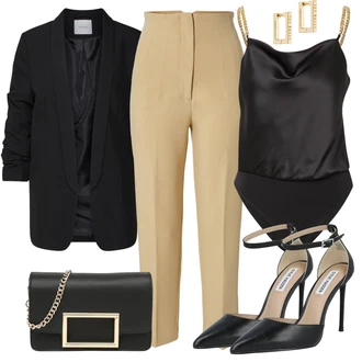 Hedvábí Outfit s Černá river island "Jarní Outfit"