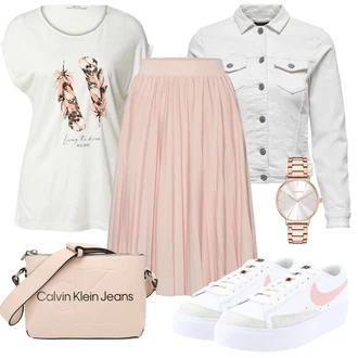 Outfit s Šedá/Krémová/Bílá/Světle šedá Džínové Bund/Krátký Bund/Letní Bund/Košilová bunda/Krátký Bund/Krátké Džínové Bundičky Only "Jarní Outfit"