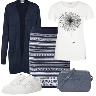 Outfit s Šedá/Modrá Taška/Dlouhá tylová sukně/Doplňek Ted Baker "Jarní Outfit"