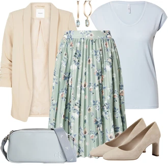 Outfity pro zábavu Hippie s Zelená/Světle zelená/Světle modrá About You "Jarní Outfit"Look: 90tá léta, Babydoll, Boho, Hippie, Irský, Mom, Univerzitní, Vintage