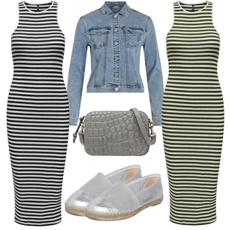 Kůže Outfit s Šedá/Stříbrný Espadrille pantofle/Espadrilka Espadrij L´originale "Jarní Outfit"