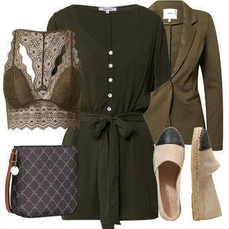 Kůže Outfit s Béžová Espadrilka/Espadrilka s klínovým podpatkem/Espadrille pantofle PAVEMENT "Jarní Outfit"