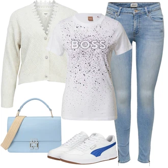 se zipem Outfit s Světle modrá/Modrá Džíny s Rozparkem/Kožené Boty/Push up Džín/Džín s Nízkým Pasem/Zkrácené Džíny/Kotníková Bota/Navlékací džíny/Džíny s Nízkým Sedem/Kožená bunda/Capri Džíny/High Waist Džínové Kalhoty Only "Jarní Outfit"
